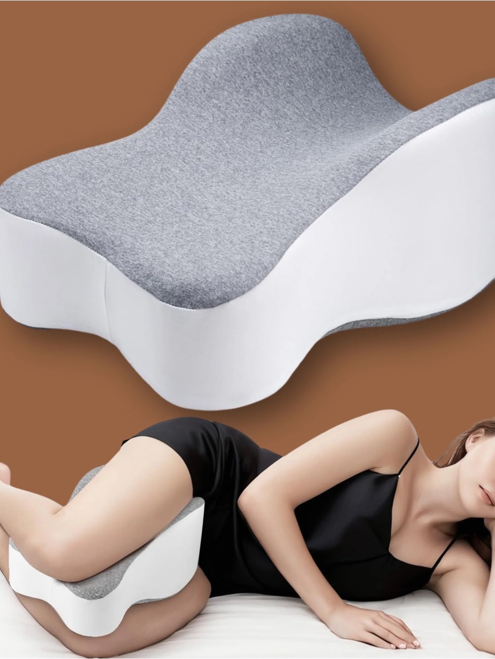 Ergonomic Leg Pillow - Gray and White Knee Support. NWOT